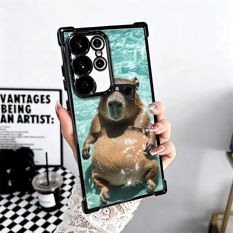 Animal Capybara Cute Plating Phone Case For Samsung Galaxy S24 S25 FE S26 Edge S23 Ultra S22 S21 Plus S20 Anti-Fall Airabag Cove