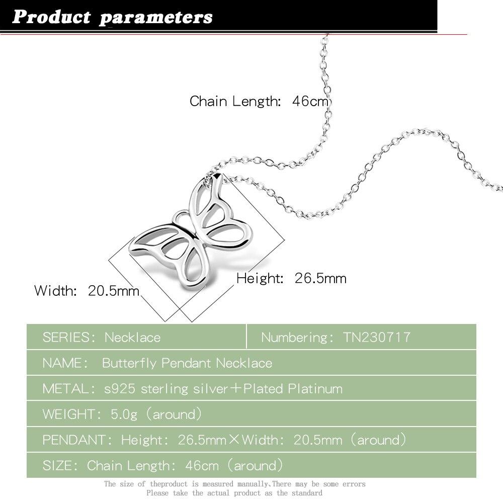Women's Charm Jewelry 925 Sterling Silver Necklace Butterfly Pendant Original Silver Clavicle Chain 41-66CM Chokers Necklaces