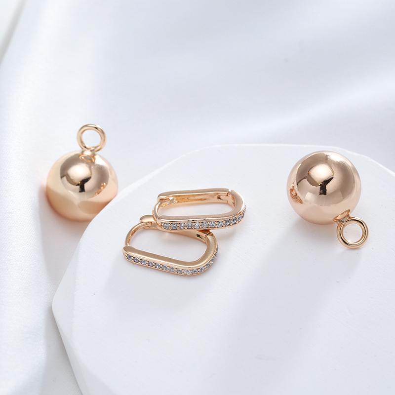 New Retro Glossy Spherical Long Earrings Rose Gold Color Fashion Wedding Jewelry Unique Modern Metal Drop Earrings