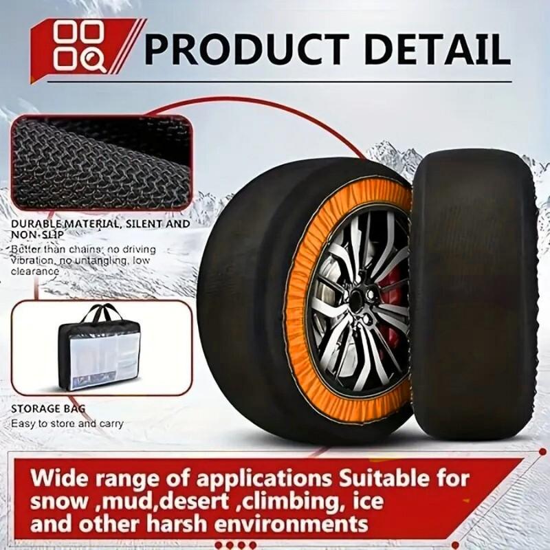 1 Pair Winter Auto Anti-Skid Chain Tires Anti-Freeze Snow Tyre Protection Covers For Car Off-Road SUV Pickup Truck