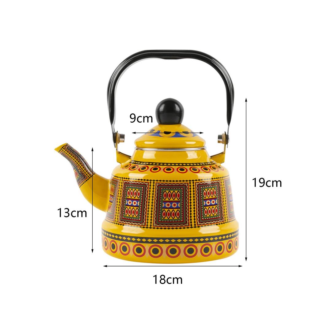 2.5L Tea Coffee Pot Kettle with Lid Pouring Cooking Water Retro Water Pot Enamel Teapot for Household Kitchen Hotel Restaurant