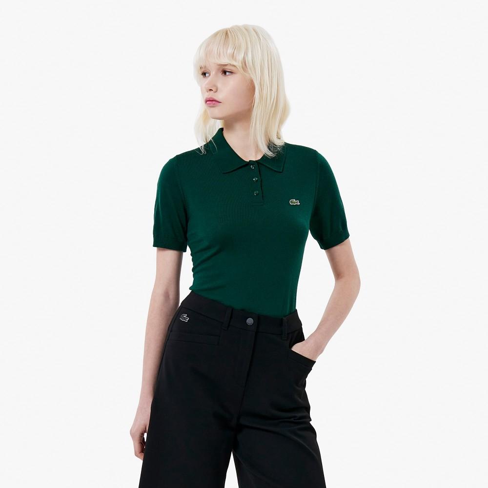 Lacoste Women's Soft Wool Short Sleeve Sweater Polo PF525E-55N132
