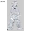 Girls K-pop Silver Crop Hoodies Shiny Cargo Pants Street Dance Shorts Kids Hip Hop Streetwear Children Jazz Hi Tech Clothes Sets