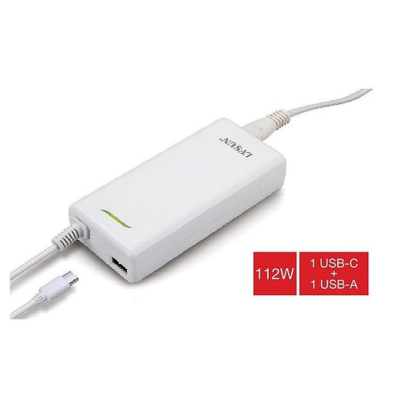 

Ultrathin 112 Watts Universal Adapter 1 USB-A Port and 1 USB-C PD 3.0 and QC 3.0 Port Black чорний