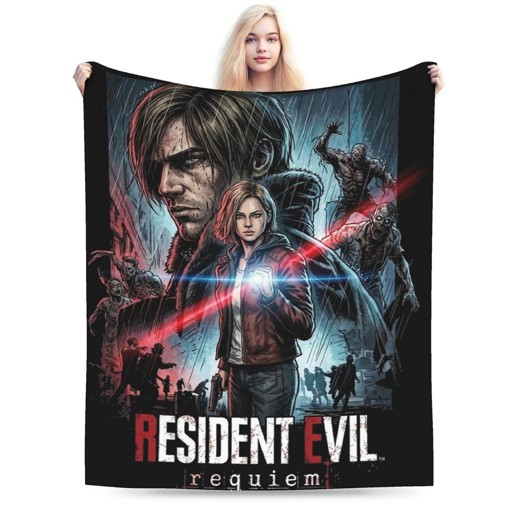Residents Evils 9 Leon Keneddy Blanket Multi-size Warm Cozy Fluffy Games Throw Blankets for Couch Sofa and Bed