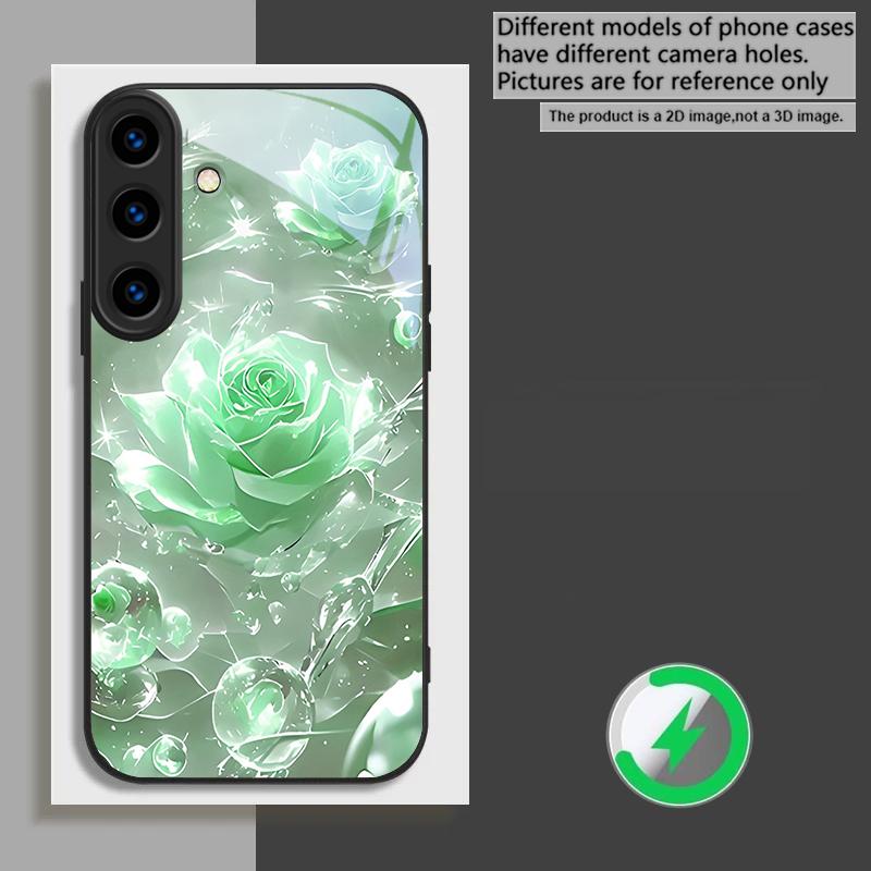 Ice crystal-colored roses For Samsung Galaxy S26 Ultra S20 FE S21 S22+ S23 Plus S24 Ultra 25 Edge For Magsafe Glass Phone Casee