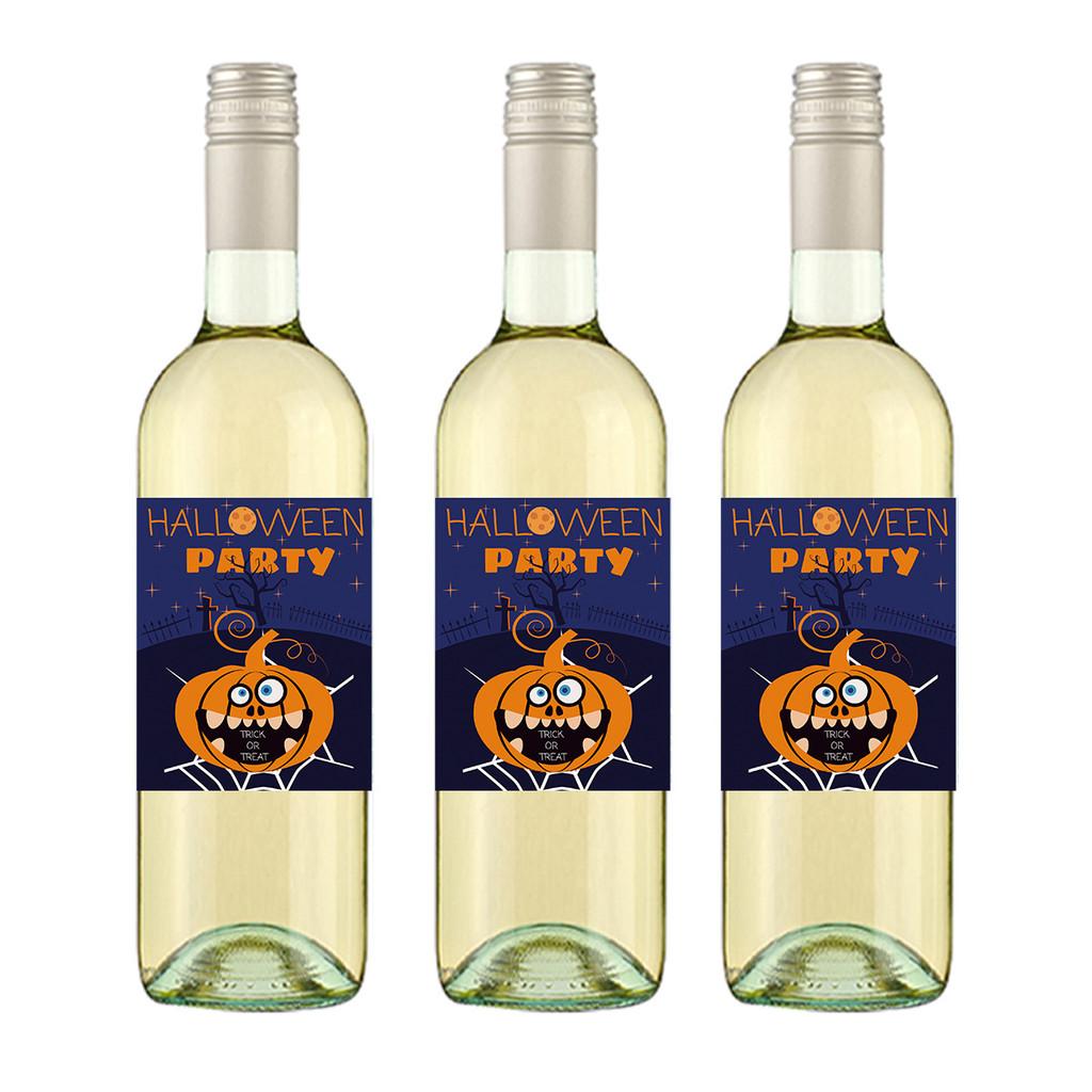 Self Halloween Adhesivewine Bottle Stickers With Pumpkin Print For Party Venue