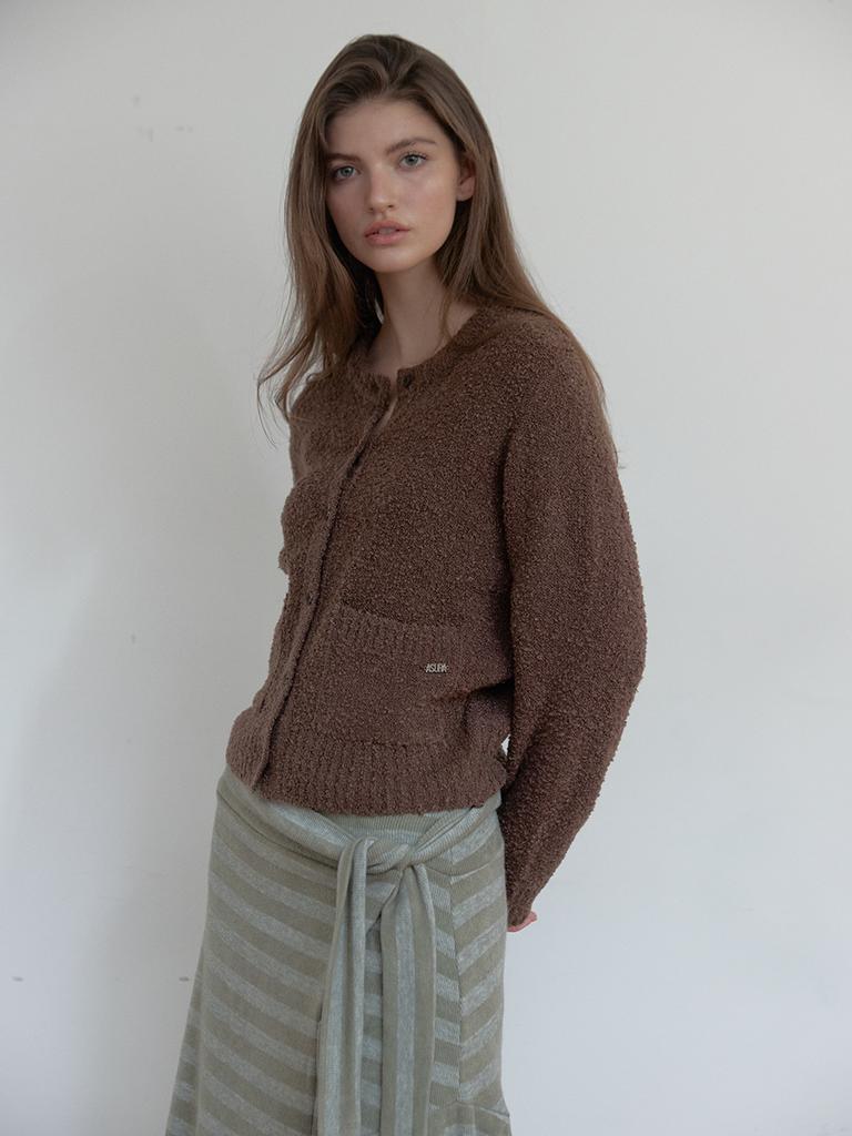 Asula Boucle Texture Cardigan (Brown)