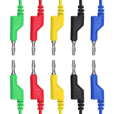 5PCS Cable Test Leads Double Head Test Clip 1 M 4 Mm For Banana Wire For Electrical Laboratory Testing Accessories