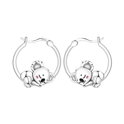 S925 Sterlingsilber Niedliche Koala Tiere Ohrringe Creolen Damen Schmuck Original Trendige Jubiläumsgeschenke