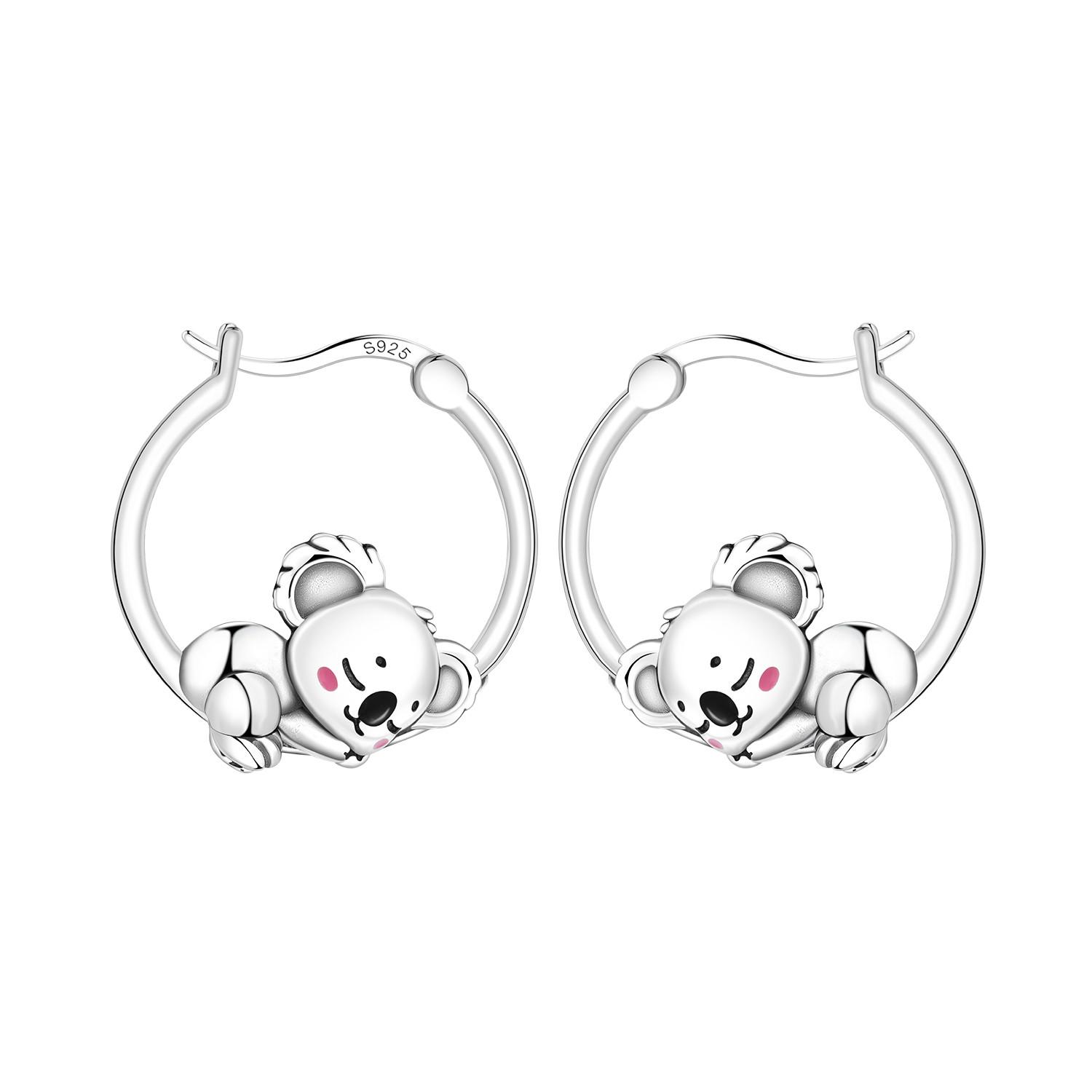 

S925 Sterling Silver Cute Koala Animals Earrings Hoop Earrings Women Jewelry Original Trendy Anniversary Gifts