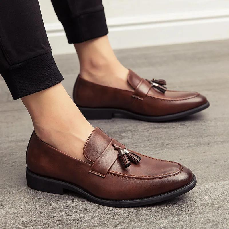 Office Shoes For Men Breathable Leather Loafers Men Casual Shoes Business Driving Moccasins Comfortable Slip On Tassel Shoe