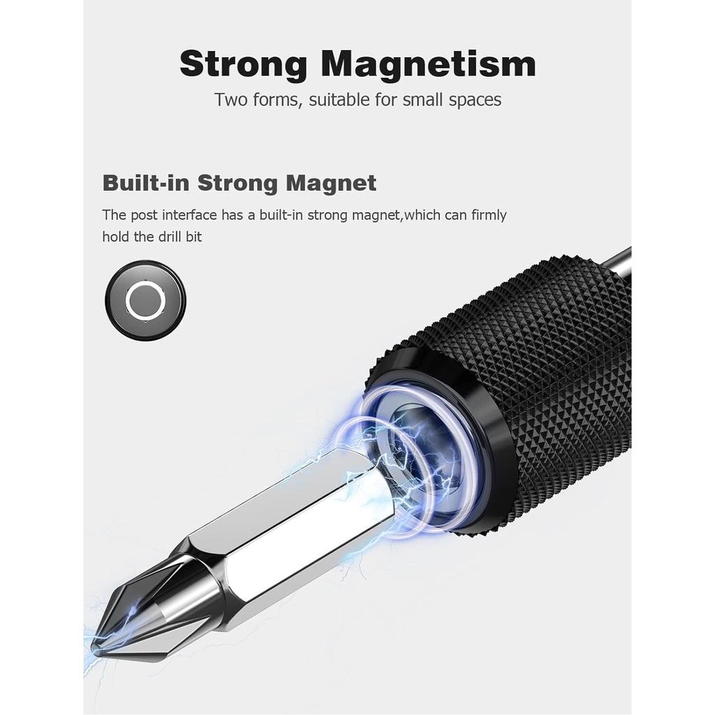 1/4 Inch Hex Shank Quick Release Screwdriver Magnetic Drill Bit Holder with Adjustable Collar Extension Bar 60/100/150mm TMP1105