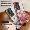 KEYSION Shockproof Plating TPU Phone Case for Samsung S24 S25 Ultra S25+ Glitter Jewelled Swan kickstand Cover for Galaxy S24 S25 FE 5G