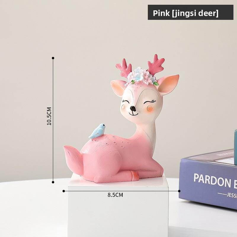 Tang Yi Creative Small Decorative Items for Home Living Room TV Cabinet Entrance Hall Office Desk Cute Deer Decorative Items Arrangement