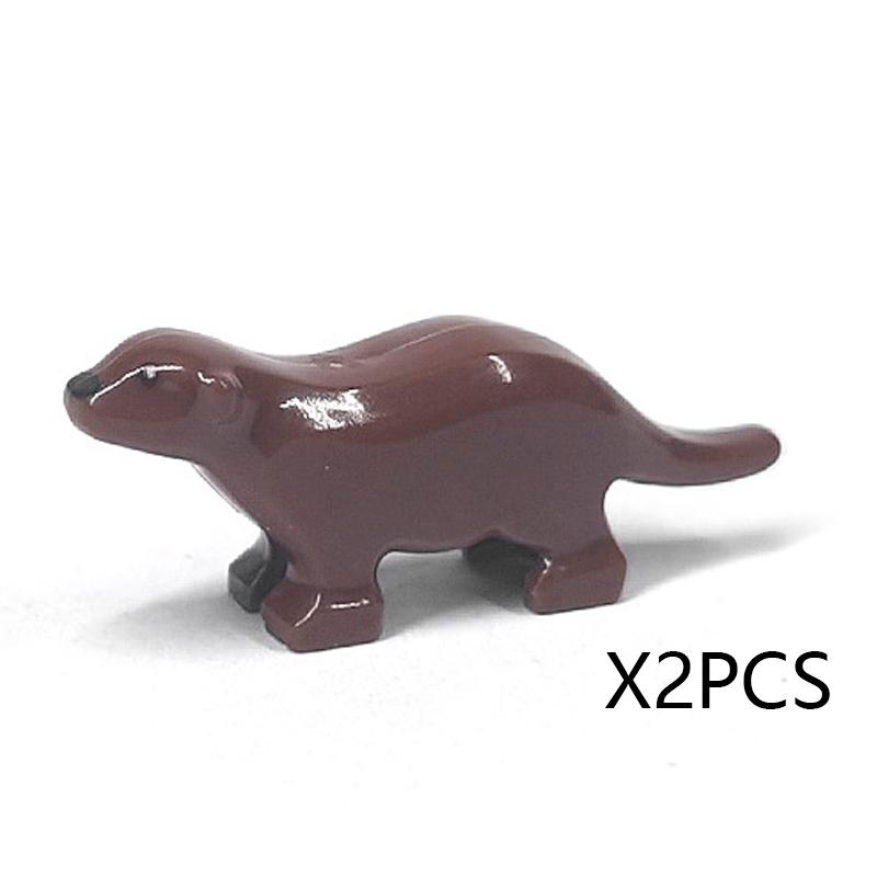MOC Animals Building Block Goat Sheep Parrot Otter Cow Dog Pet Cat Panda Leopard Tiger Pig Zoo Deer Bear Eagle Bricks Toys Gift