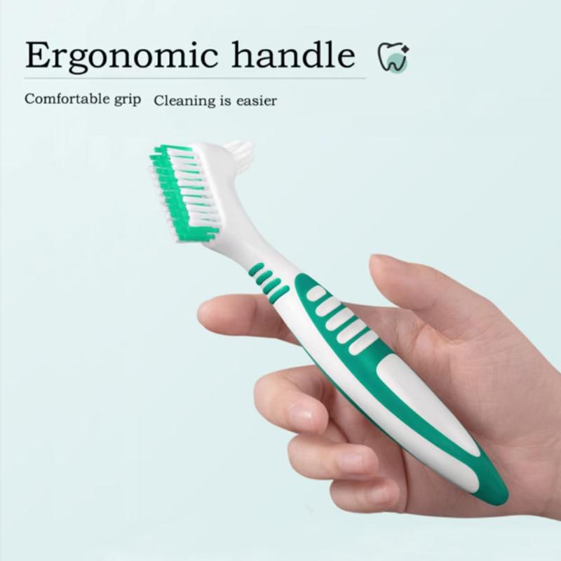 1Pcs Denture Brush Toothbrush Dual Delicate Heads Teeth Braces Oral Cleaning for Men or Women Deticated Brush Brighting Friendly