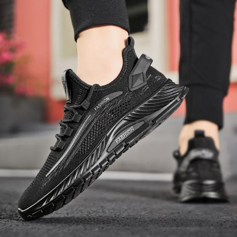 Fashion Running Men's Casual Sneakers Mesh Upper Black Without Leather On Clearance Gym Spring and Autumn Breathable Male Sports Shoes