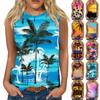 Women's Fashion Casual Hawaiian Printed Round Neck Sleeveless Vest T-shirt Top