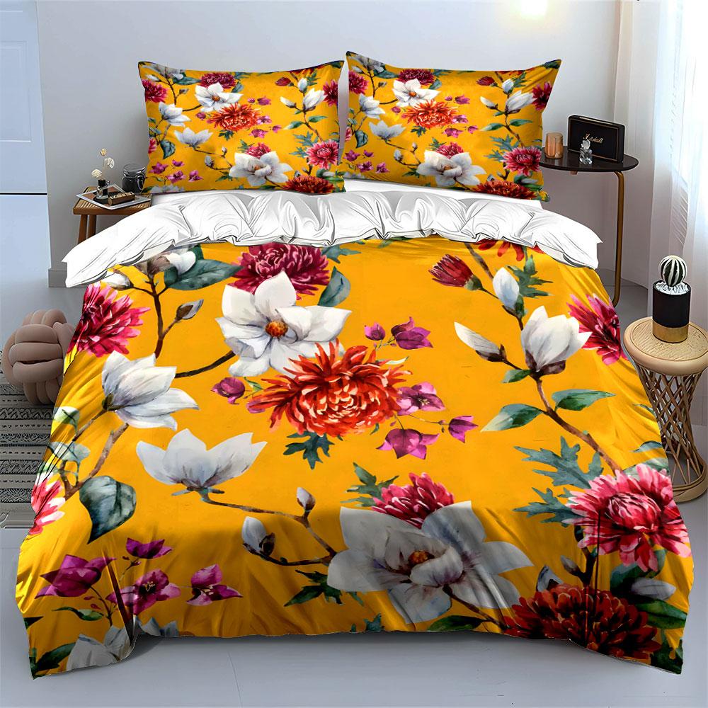 Floral Bedding Set For Cozy Bedrooms  Kid'S And Adults' Bedroom Decor, Exquisite Three-Piece Bedding Set Gift