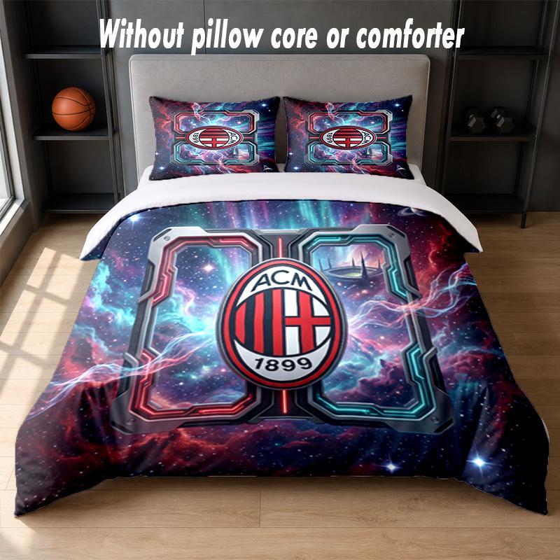 AC Milan Design Bed Bedding Set 1 Duvet Cover + 2 Pillowcases Soft Breathable Household Bed Linens