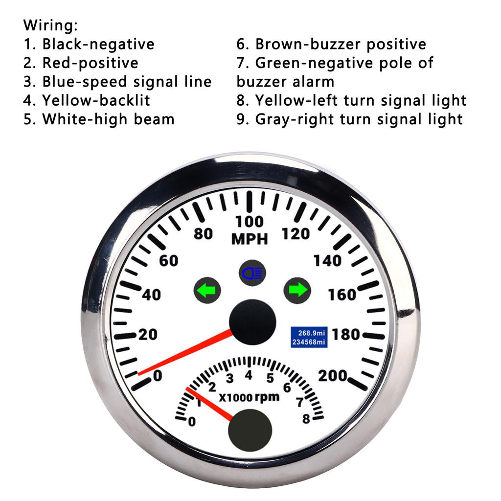 85mm 0‑200MPH GPS Speedometer 0‑8000rpm Tachometer Gauge Overspeed Alarm LCD Red Backlight for Car Boat