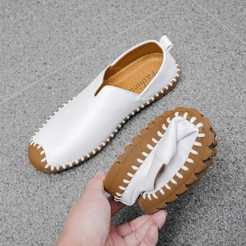 Summer Plus Size Men's Leather Shoes Simple Oxford Sole Casual Shoes Comfortable Soft Sole Lightweight Non-Slip Loafers