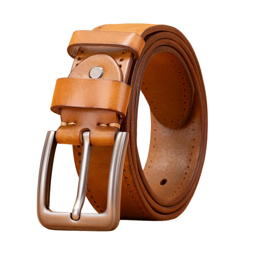 Belt Men'S First Layer Cowhide Tree Paste Leather Pin Buckle Men'S Belt Genuine Leather Retro Casual Pants With Men'S Models