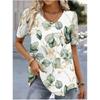 2025 Trendy Retro Ethnic Geometric Painted Harajuku T-Shirt Women's Casual Short-Sleeved V-Neck Top