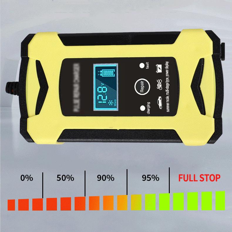 2025 Hot Selling 12V6A Motorcycle & Car Intelligent Pulse Repair Battery Charger Multi-Function High Demand Product EU жёлтый