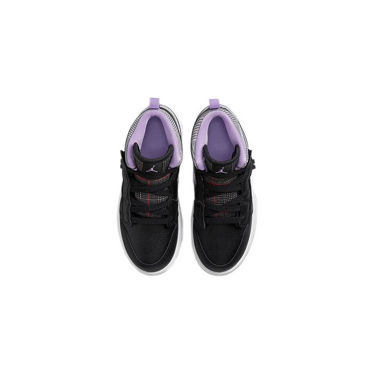 Air Jordan 1 Mid Alt SE PS Houndstooth Zwart Lila Wit Metallic Zilver DO2493-015