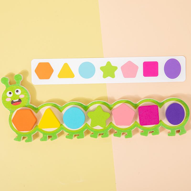 Caterpillar Wooden Shape Matching Logic Toy for Early Education