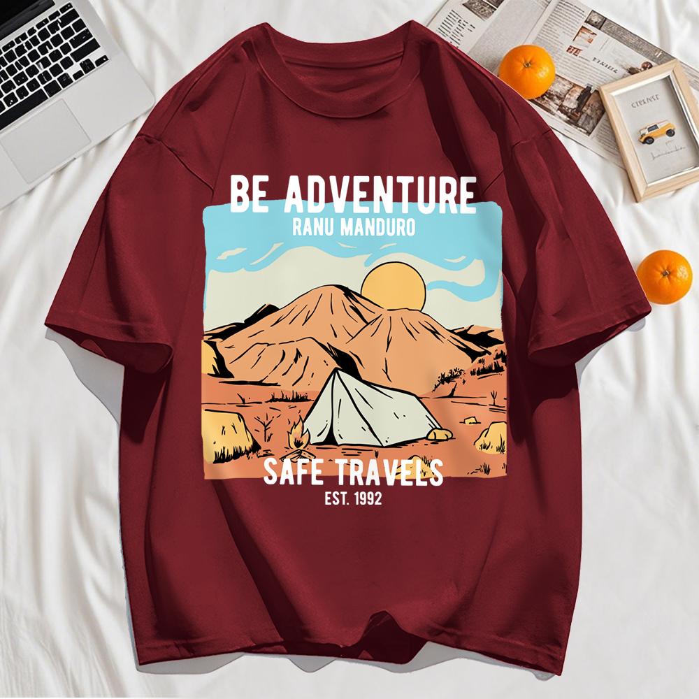 Be Adventure Desert Safe Travels Print Mens T-Shirt Cotton Summer T Shirts Sport Loose Short Sleeve O-Neck Clothes