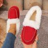 Women's Retro Fuzzy Round-Toe Cotton Shoes - Fleece-Lined, Thickly Padded, Flat Sole. Stylish, Versatile & Cozy Winter Footwear, Ideal for Wholesale