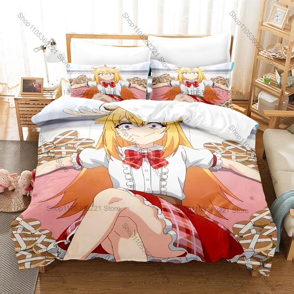 Whimsical Sailor Uniform Antler Girl Graphic My Deer Friend Nokotan Anime Bedding Set Duvet Cover With 2 Pillowcases Youth Decor