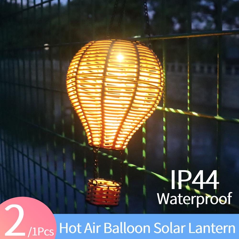 1/2Pcs Hanging Solar Lantern IP44 Waterproof Garden Solar Hot Air Balloon Lantern Outdoor Lights for Garden Patios Pathway Decor