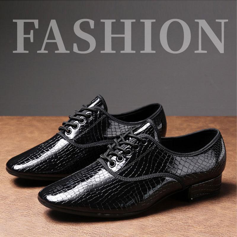 Leather Latin Dance Shoes for Men Soft Rubber Sole Modern International Standard Dancing Shoes Heeled 3cm