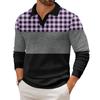 Men's Casual Fashion Printed Lapel Long-sleeved Knitted Bottoming Shirt Top