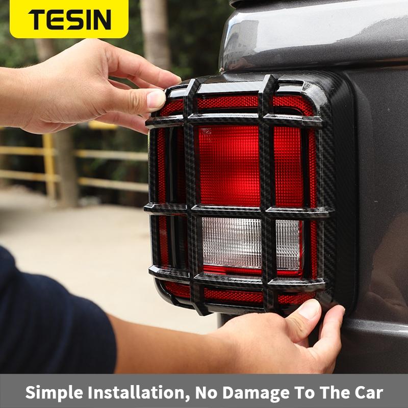 TESIN Lamp Hoods Car Front Head Light Tail Light Cover Rear Lamp Guards Protector Cover Accessories For Jeep Wrangler JL 2018