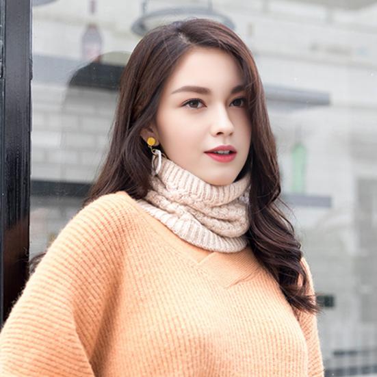 Winter Neckerchief Soft Windproof Fabric Velvet Lining Thickened Knitting Scarf Cold Weather