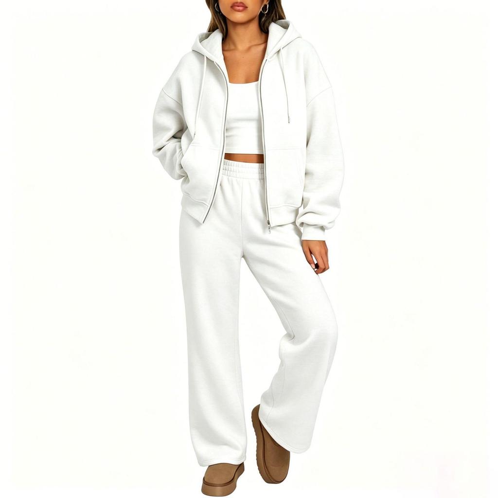 Felpa con Zip Stile Sportivo Unisex e Set Pantaloni a Gamba Larga - Collezione Autunno/Inverno