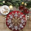 2PCS Anti-Slip Christmas Round Placemat Heat Resistant Christmas Dining Mat  Christmas Decor