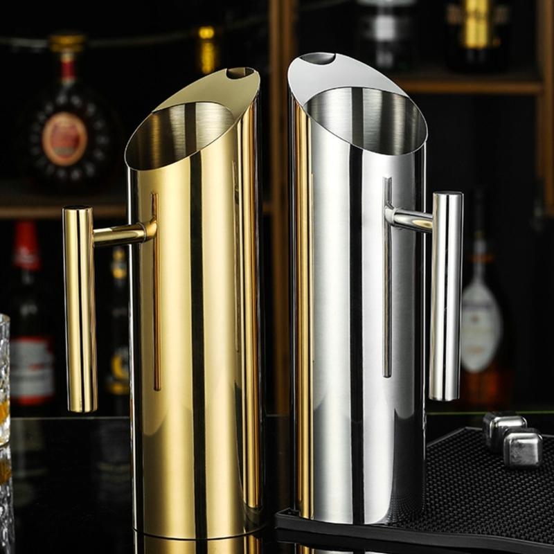 Elegant Gold Silver Nonrust Steel Pitcher With Ergonomic Grip Drip Proof Spouts Ideal For Dining Event And Daily Hydrations