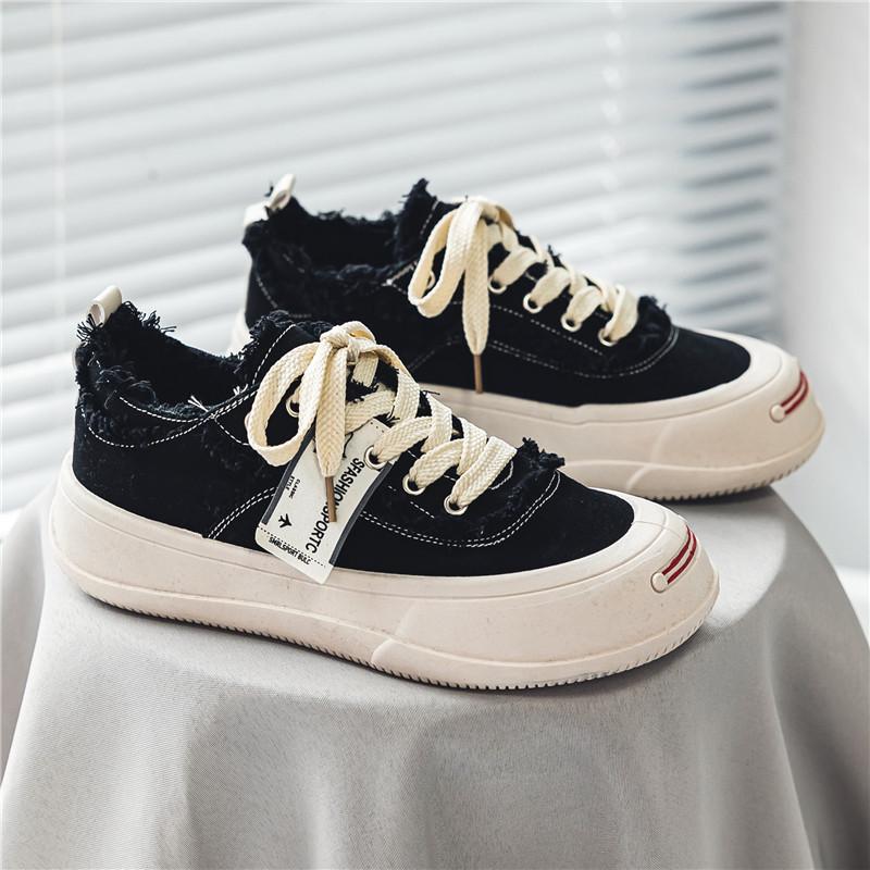 

Fashion 2025 Spring New Men s Shoes, Korean Version of Versatile Casual Shoes, One Piece of Student Canvas Board Shoes 39 чёрный