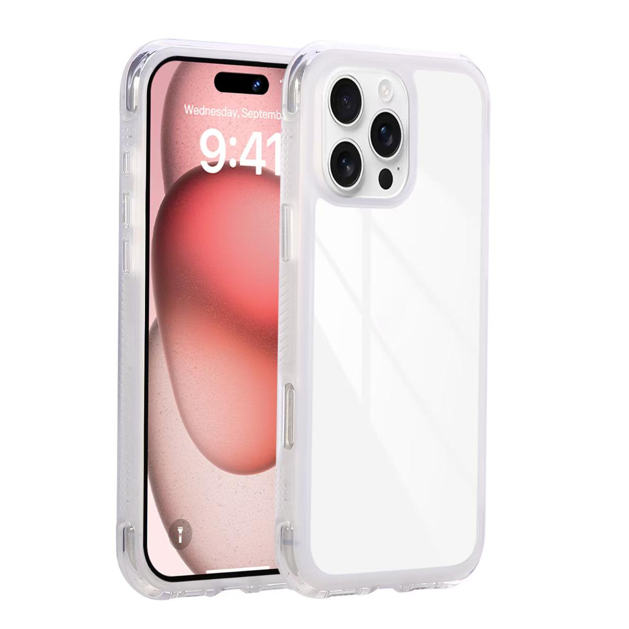 

For iPhone 16 Pro Case Shockproof TPU+PC Phone Back Cover Transparent