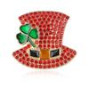Fashion Rhinestone Clover Hat Brooches Pin For Women Clothing Coat Jewelry Accessories Gifts