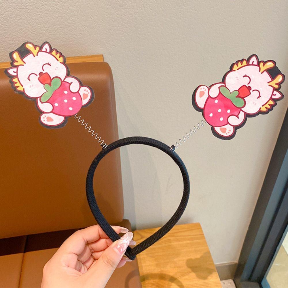

Cartoon New Year Headband Animal 2024 Hair Bands Sweet Dragon Hair Hoop Children A