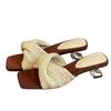 Soft leather version! Woven wedge heel Roman sandals women's design sense holiday style beach thick sole cool slippers women's summer wear