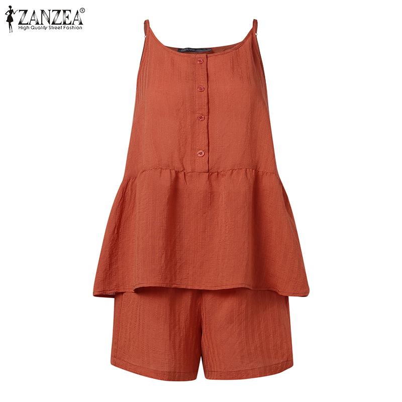

ZANZEA ночное белье женские комплекты из 2 предметов топы без рукавов на бретельках шорты простые костюмы домашняя одежда