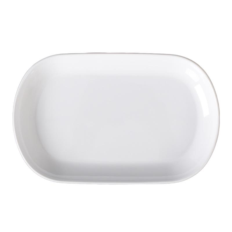 A5 White Melamine Cheong Fun Plate - Imitation Porcelain, Commercial Use, Creative BBQ and Breakfast Snack Dish